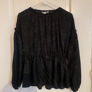 Marimekko Textured Black Peplum Top